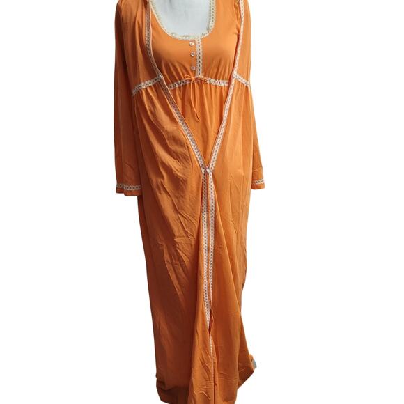 Vintage 2 piece Formfit Rogers orange lace long empire nightgown robe jacket - Picture 11 of 11